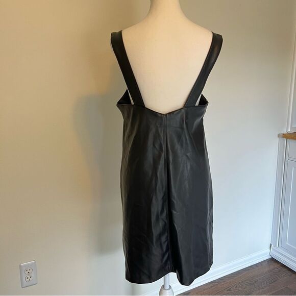 Abercrombie & Fitch Faux Leather Black Mini Dress NEW Size Medium Tall - Picture 6 of 12